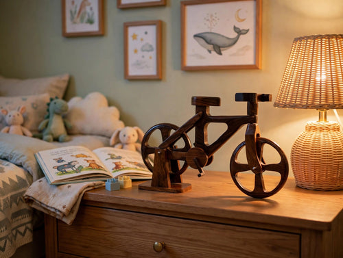 Handmade Wooden Bicycle Model – Rustic Vintage Wood Decor