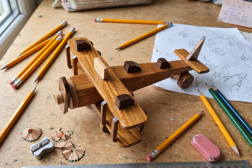 Classic Wooden Airplane Showpiece | Desk & Home Decor