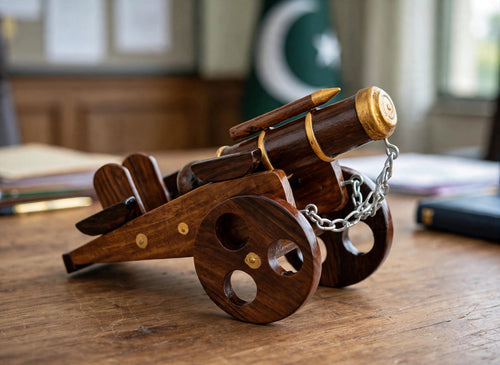 Vintage Wooden Cannon Showpiece