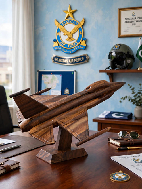 Handmade Wooden Fighter Jet Model | Premium Aircraft Desk Decor
