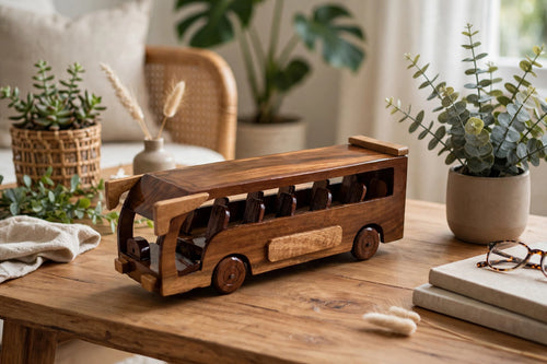 Wooden Passenger Bus | Premium Handmade Wooden Bus Showpiece