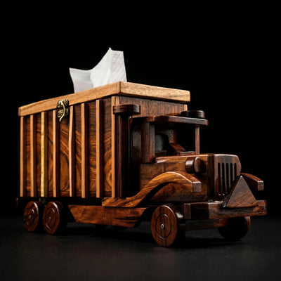 Handcrafted Wooden Vintage Truck Tissue Box Holder