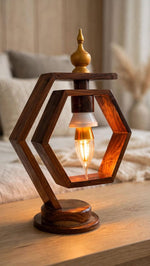 Hexagon Wooden Table Lamp | Handmade Decorative Light