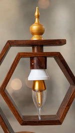 Hexagon Wooden Table Lamp | Handmade Decorative Light