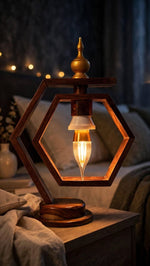 Hexagon Wooden Table Lamp | Handmade Decorative Light