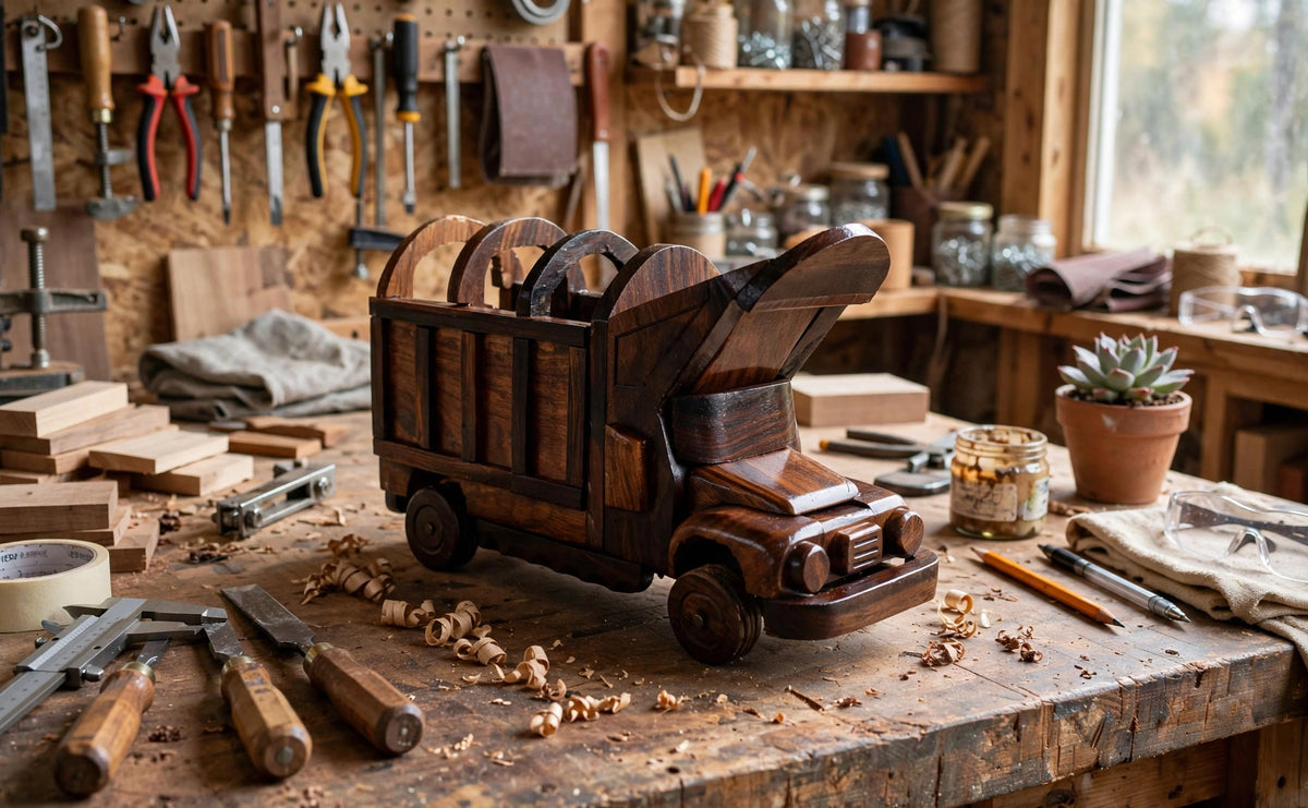 Handmade Wooden Truck Model – Rustic Wooden Vehicle Decor