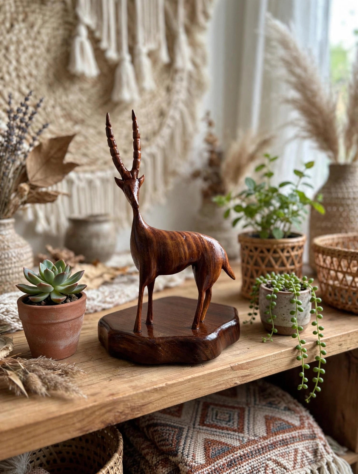 Mini Handcrafted Wooden Deer Sculpture – Rustic Gift Décor