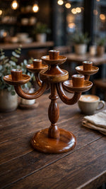 Handcrafted Wooden 5-Candle Candelabra
