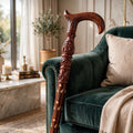 Luxury Hand-Carved Wooden Walking Cane – Floral Vintage Design