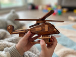 Handmade Wooden Helicopter Model – Rustic Wood Decor
