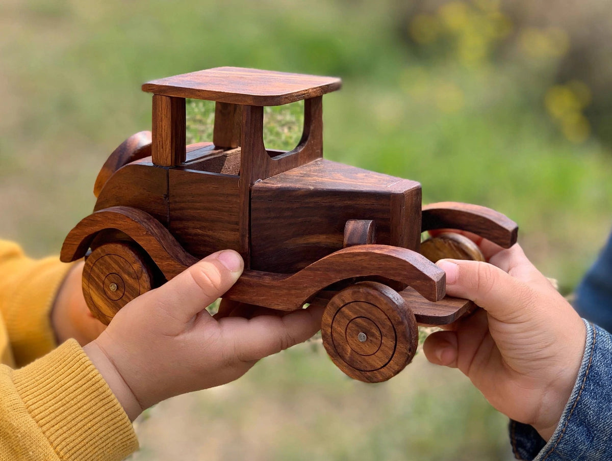 Handmade Wooden Vintage Car Model
