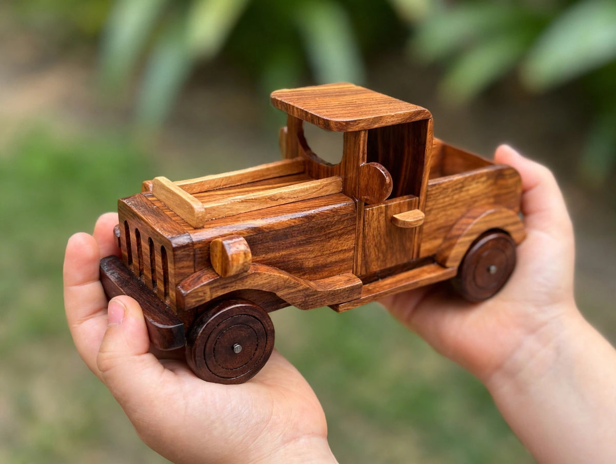 Handmade Wooden Pickup Jeep  Model