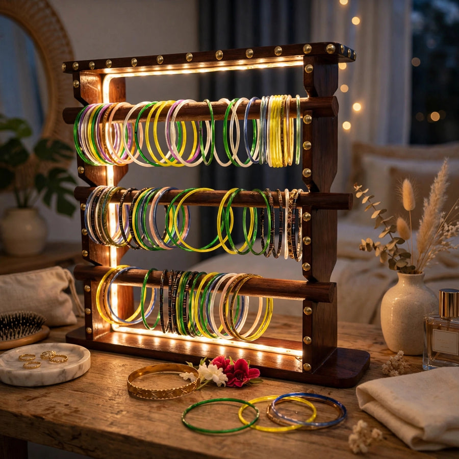 Handcrafted Wooden Bangle & Jewelry Organizer
