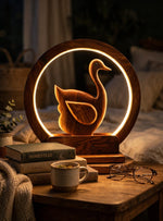 Wooden Swan LED Night Lamp