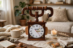 Handmade Wooden Table Clock – Rustic Vintage Bicycle Handlebar Design ⏰