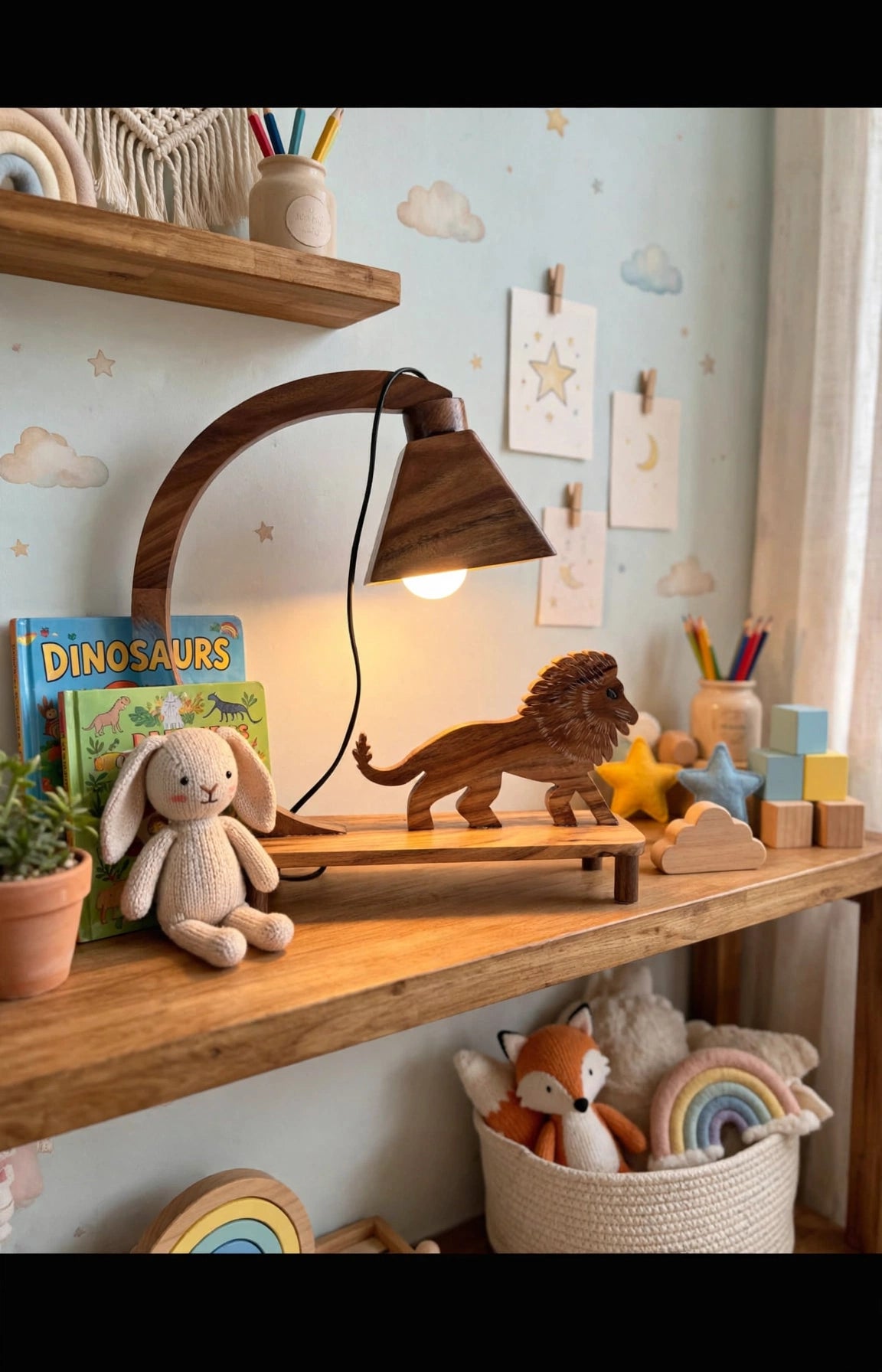Handcrafted Sheesham Wood Animal Table Lamp – Deer, Horse, Swan, Elephant & Lion Designs