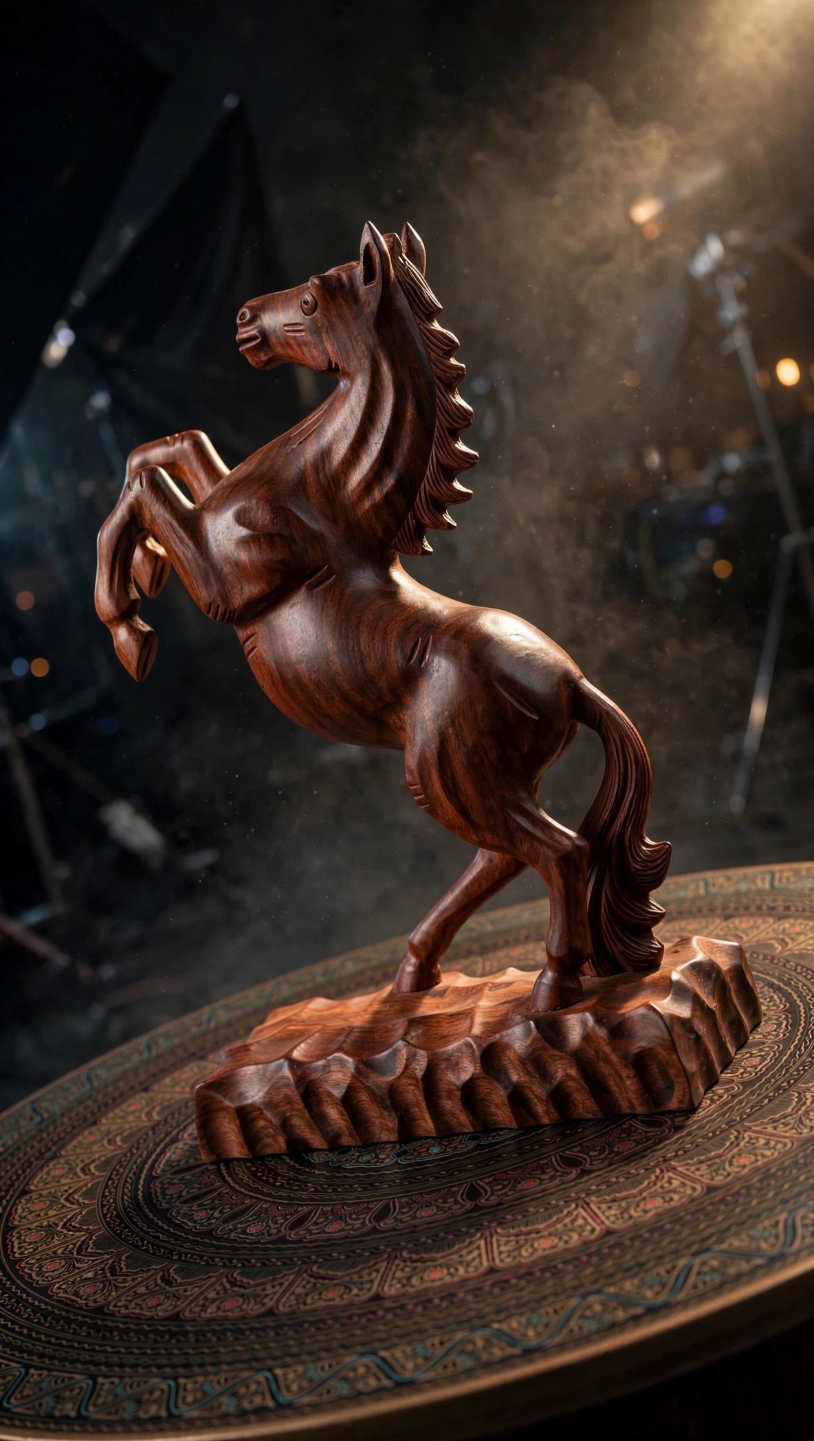 Handcrafted Wooden Rearing Horse Statue – Elegant Horse Sculpture