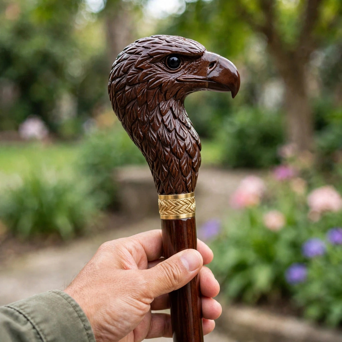 Handcrafted Eagle Head Walking Cane | Premium Wooden Walking Stick