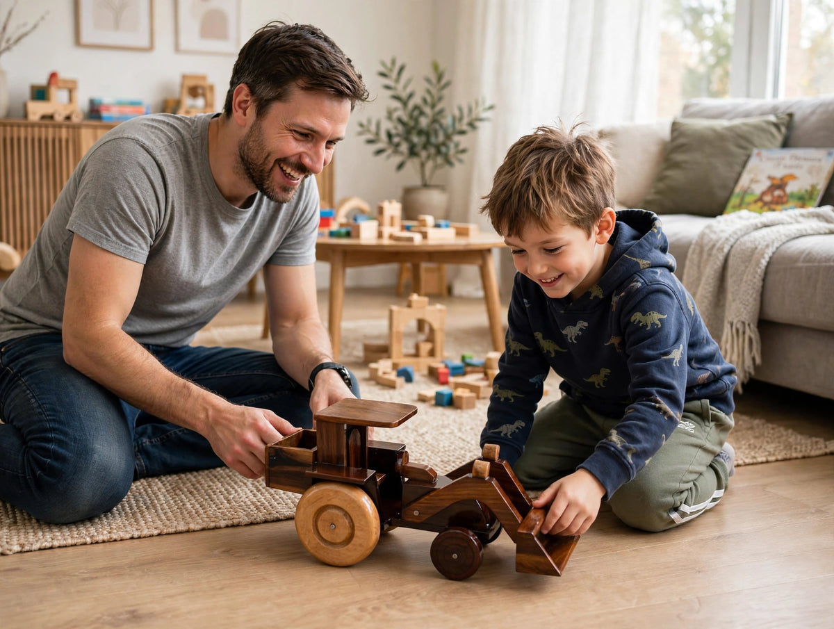 Wooden Tractor with Front Loader |  Construction Vehicle | Home & Office Décor