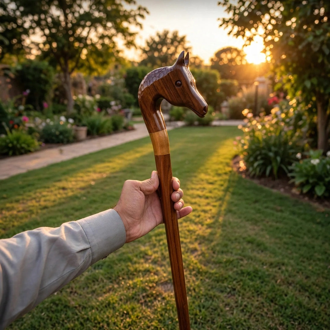 Handcrafted Wooden Horse Head Walking Cane – Premium Classic Design