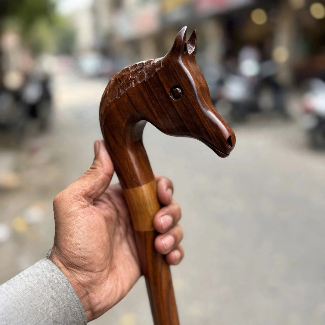 Handcrafted Wooden Horse Head Walking Cane – Premium Classic Design