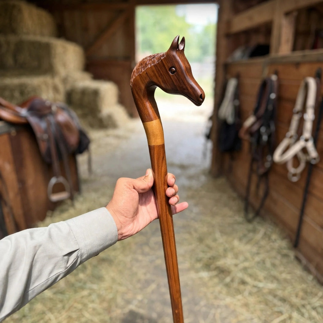 Handcrafted Wooden Horse Head Walking Cane – Premium Classic Design