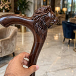 Handcrafted Lion Head Wooden Walking Cane – Premium Carved Handle