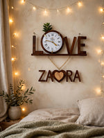 Personalized Wooden LOVE Wall Clock with Custom Name