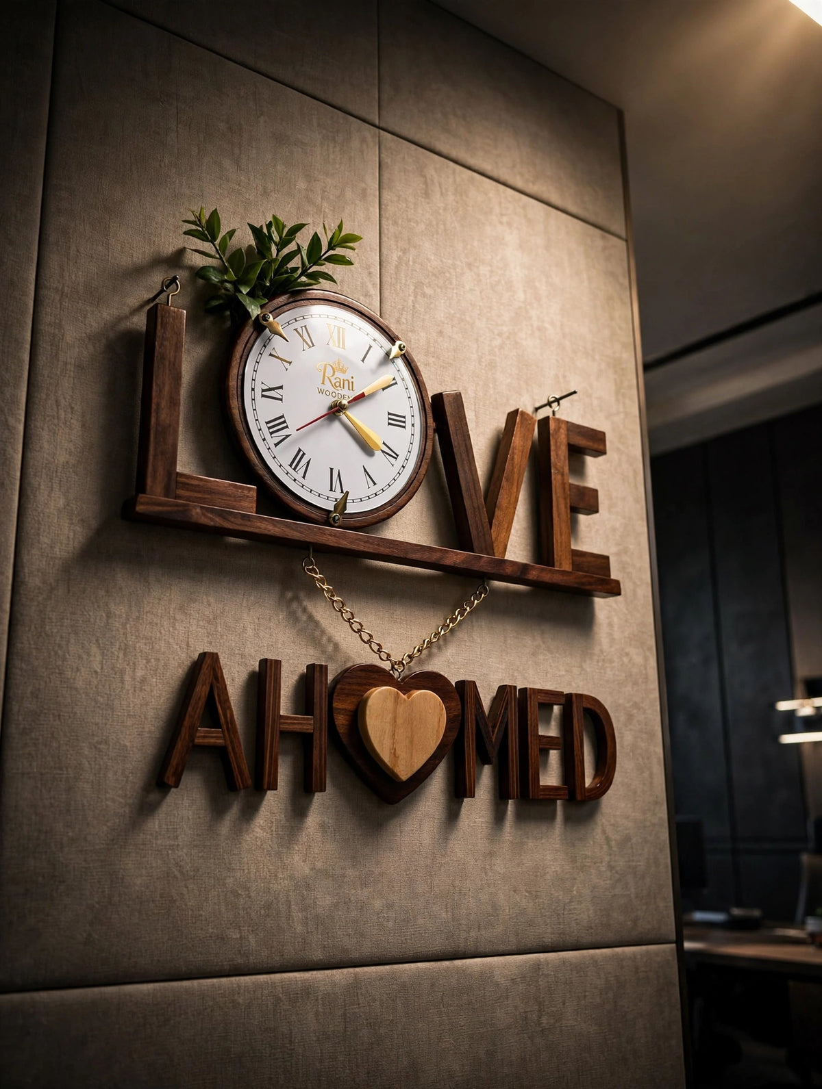Personalized Wooden LOVE Wall Clock with Custom Name