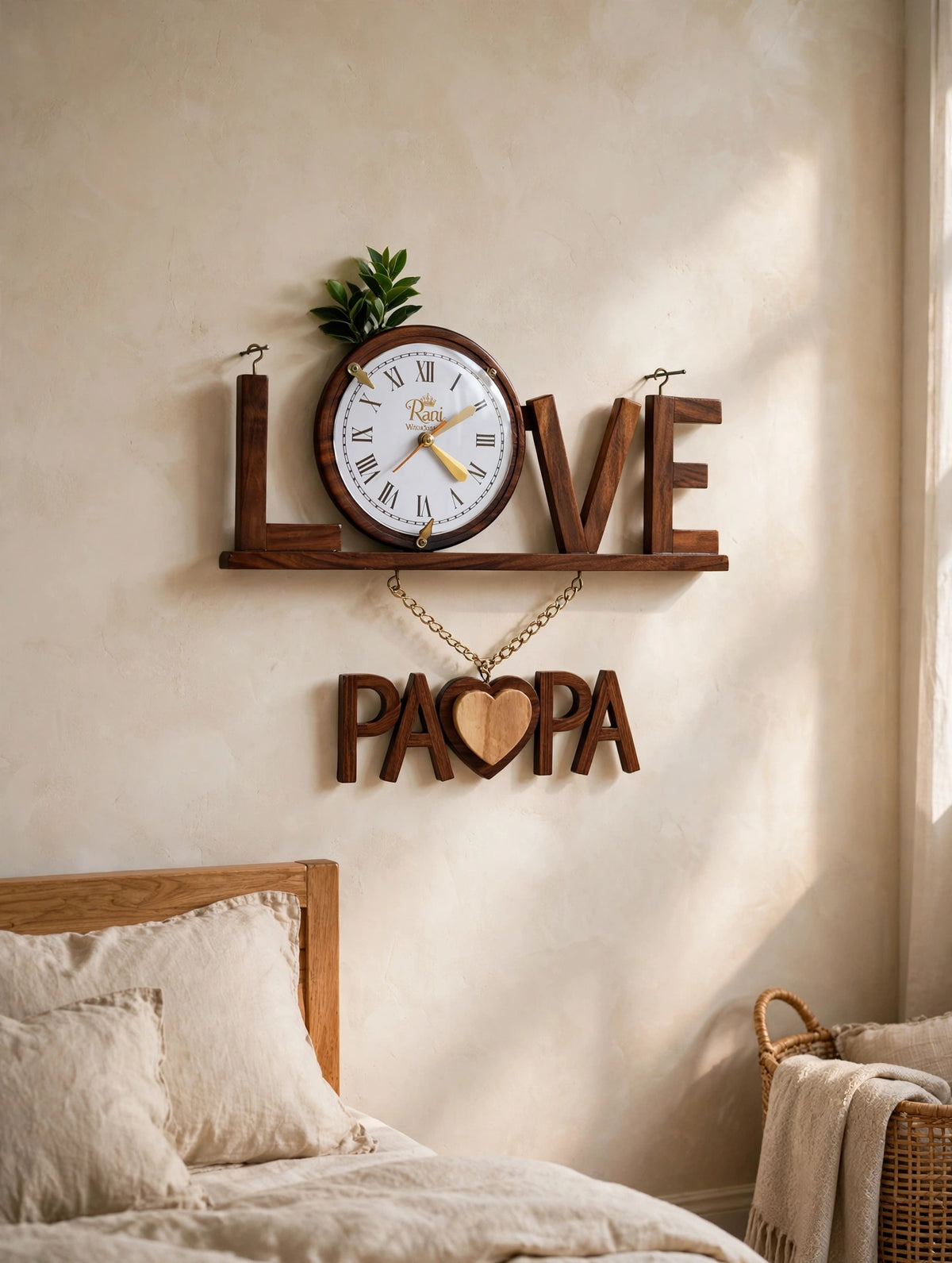 Personalized Wooden LOVE Wall Clock with Custom Name