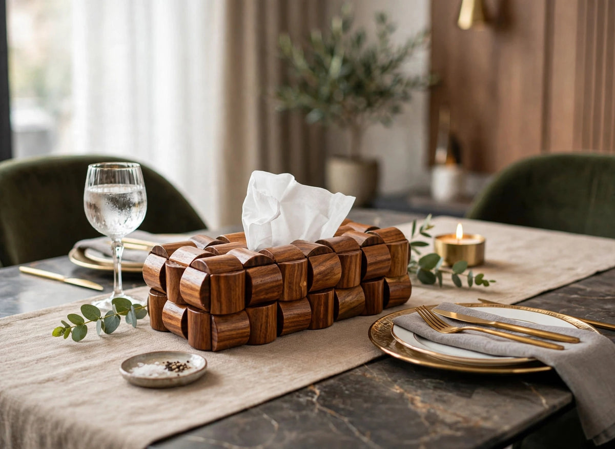 Handcrafted Wooden Tissue Box Holder