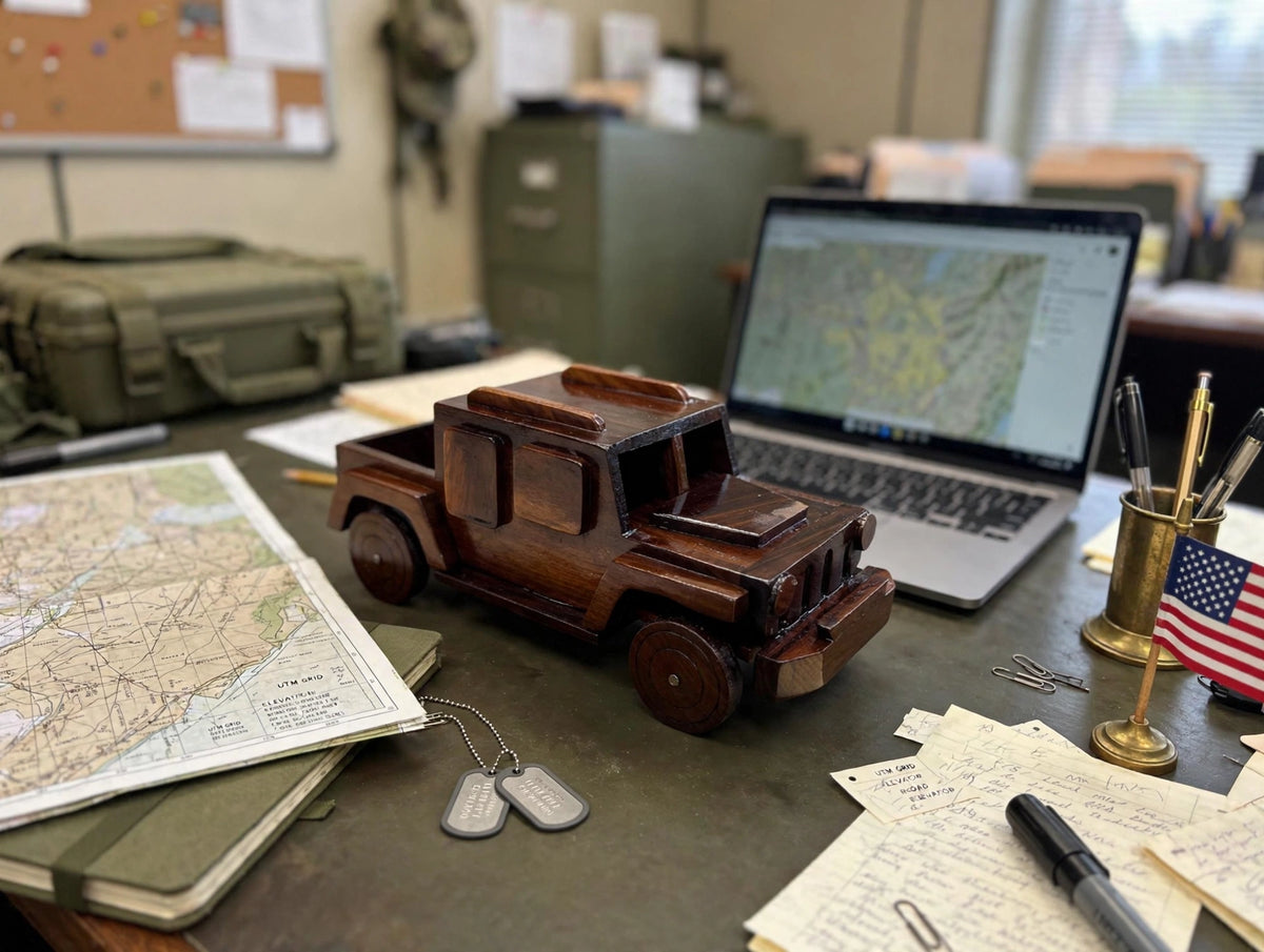 Handcrafted Wooden Jeep Model – Rustic Vintage Car Décor