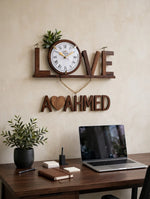 Personalized Wooden LOVE Wall Clock with Custom Name