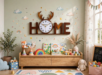 Handcrafted Wooden HOME Wall Clock