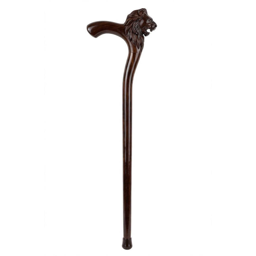 Handcrafted Lion Head Wooden Walking Cane – Premium Carved Handle