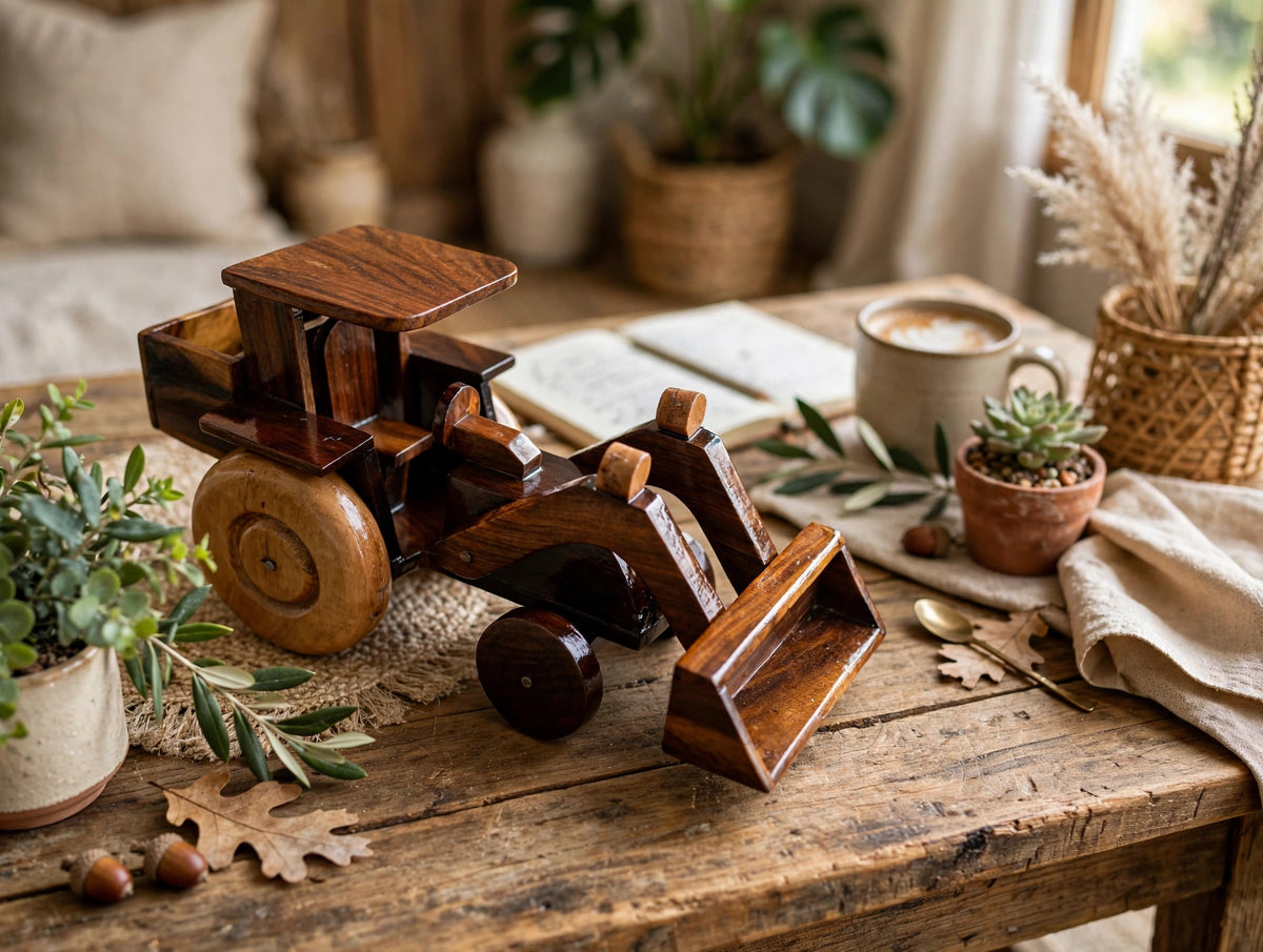 Wooden Tractor with Front Loader |  Construction Vehicle | Home & Office Décor