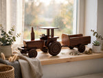 Handcrafted Wooden Tractor with Trailer – Premium Wooden Decorative Showpiece