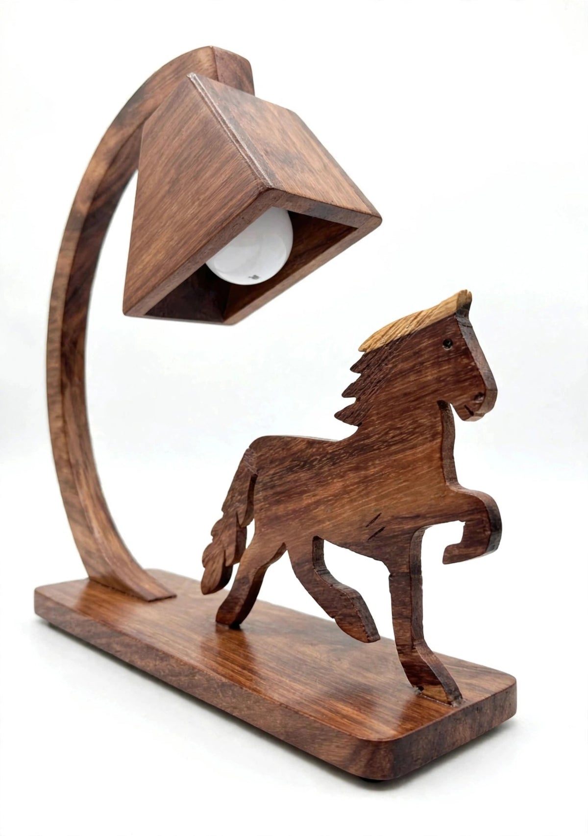 Handcrafted Sheesham Wood Animal Table Lamp – Deer, Horse, Swan, Elephant & Lion Designs