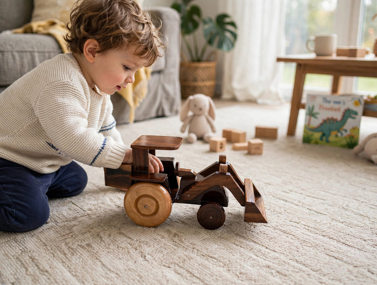 Wooden Tractor with Front Loader |  Construction Vehicle | Home & Office Décor