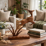 Handcrafted Wooden Deer Sculpture