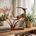 Handcrafted Wooden Deer Sculpture