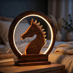 Handcrafted Wooden Horse LED Lamp