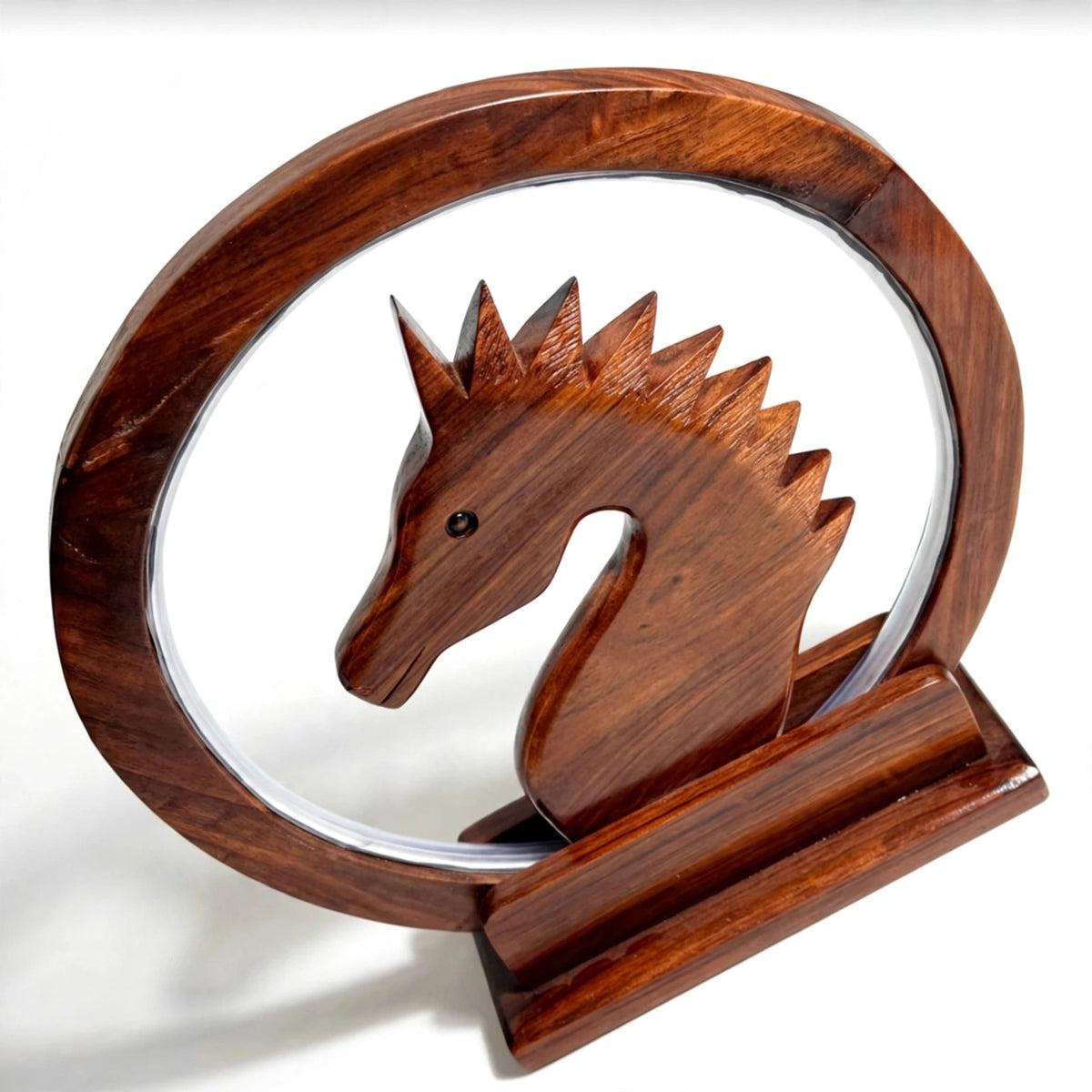 Handcrafted Wooden Horse LED Lamp