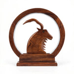 Handcrafted Wooden Markhor LED Lamp