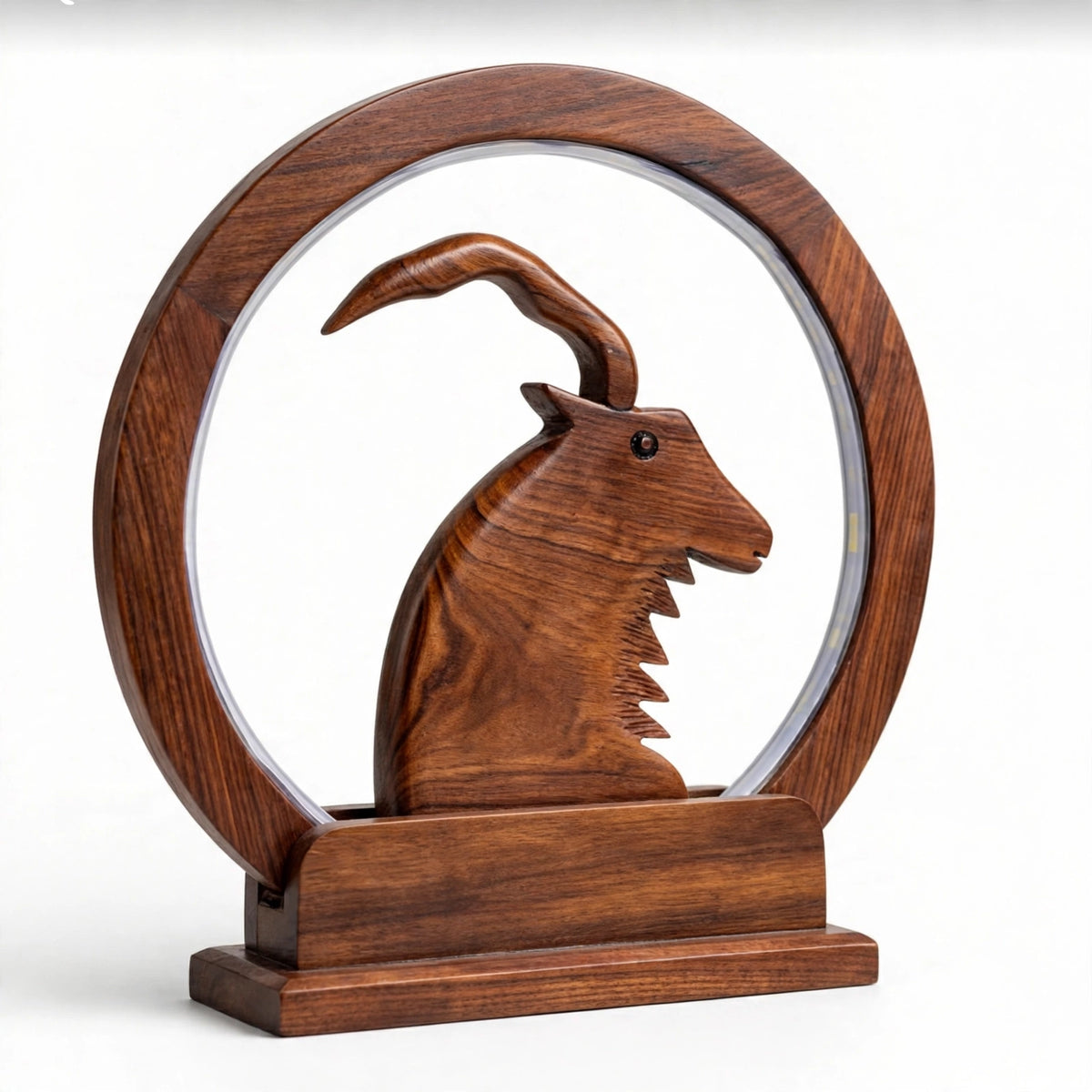 Handcrafted Wooden Markhor LED Lamp