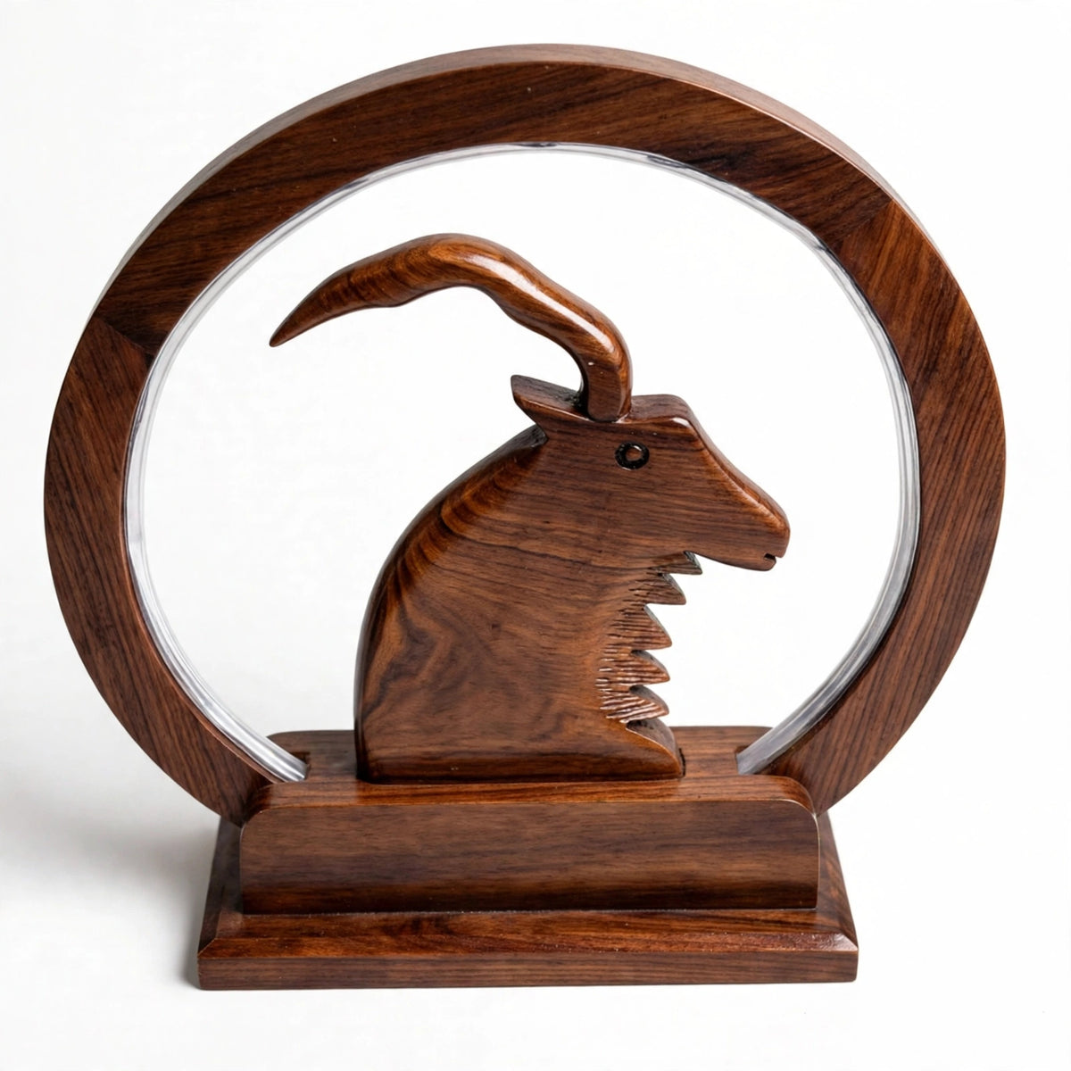 Handcrafted Wooden Markhor LED Lamp