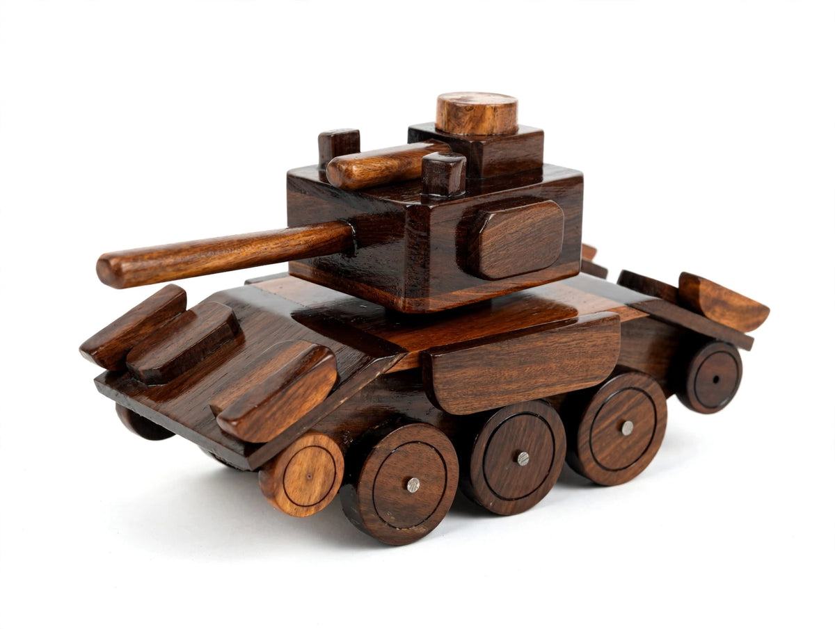 Handcrafted Wooden Battle Tank | Premium Handmade Military Tank Showpiece