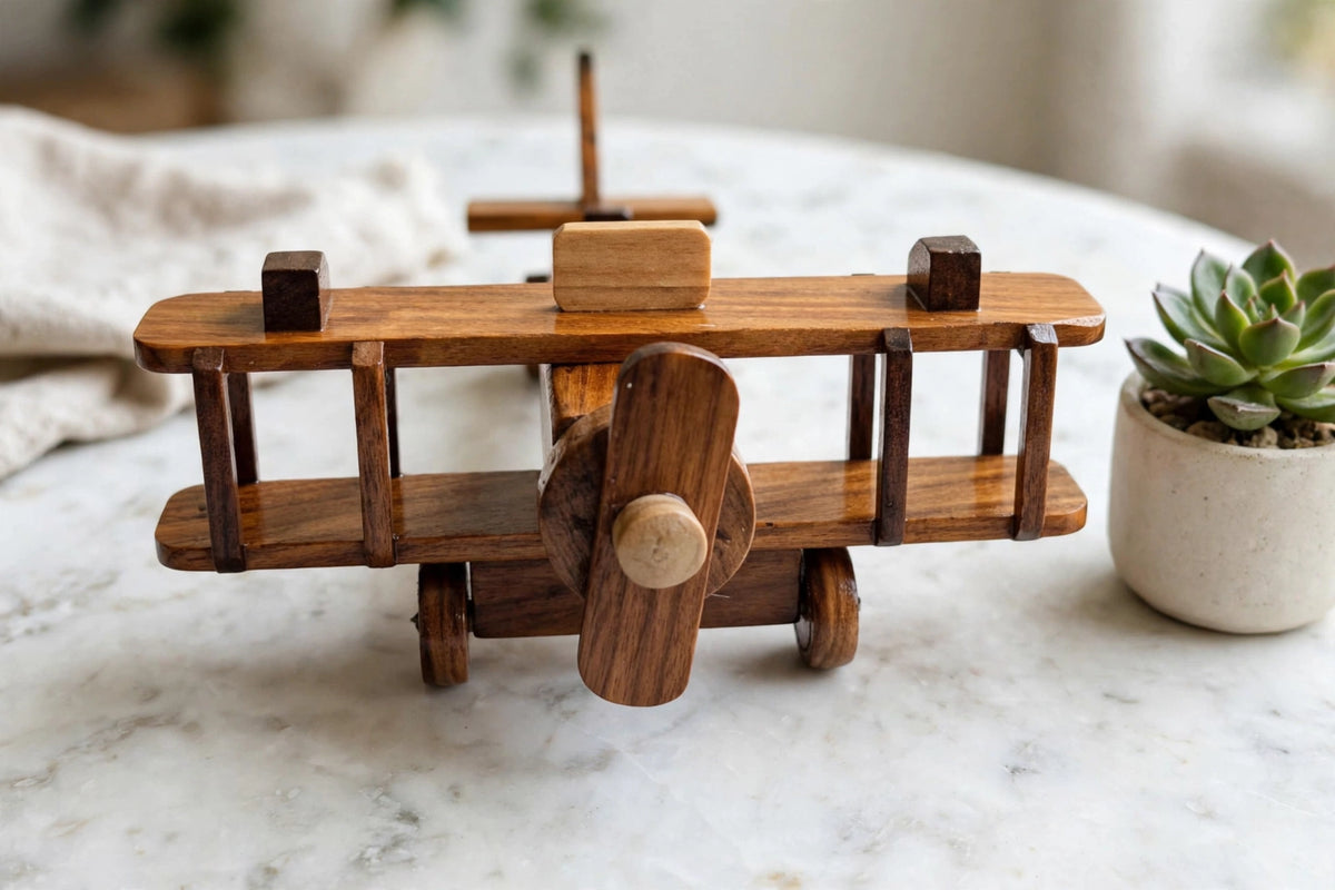 Classic Wooden Airplane Showpiece | Desk & Home Decor