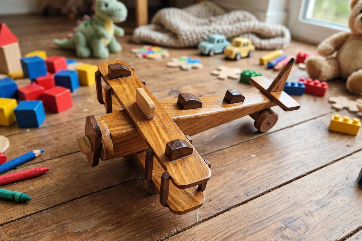 Classic Wooden Airplane Showpiece | Desk & Home Decor