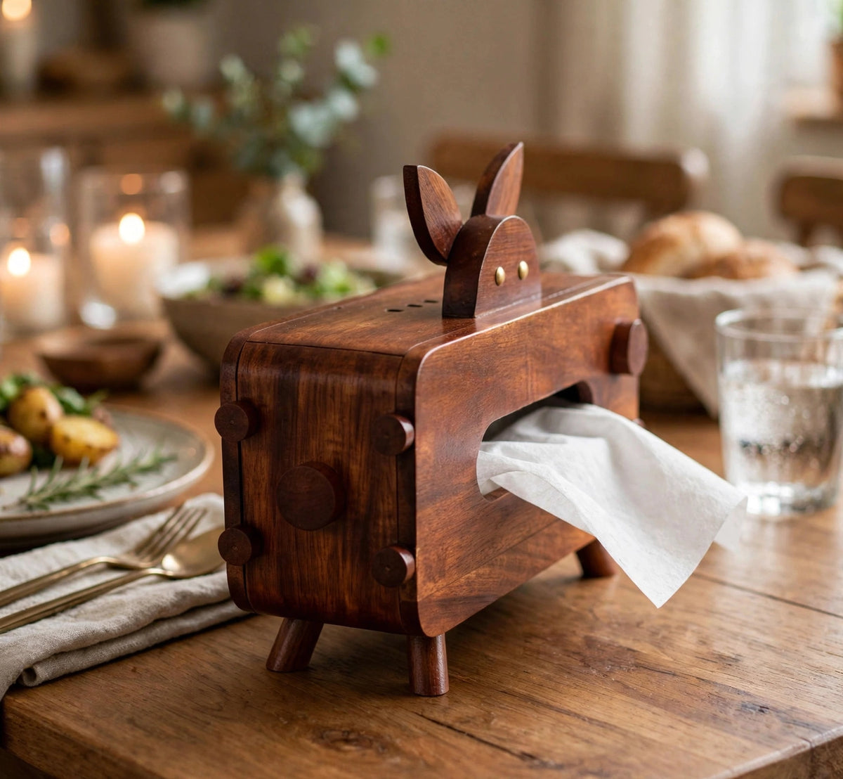 🐰 Handmade Wooden Bunny Tissue Box
